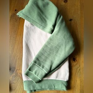 Trendy Dusty Pink & Olive Green Colorblock Comfy Hoodie MWL